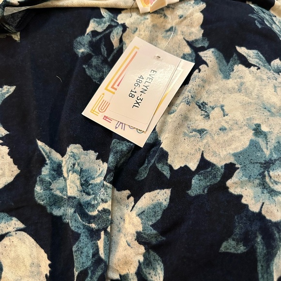LuLaRoe Evelyn Smocked Waist Maxi Dress Beautiful Blue Floral Print NWT SZ 3XL - Picture 3 of 5